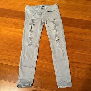 American Eagle Superlow Jeggings in Light Blue